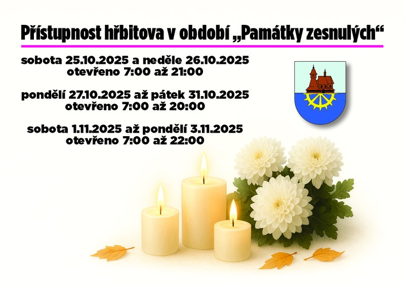 Přístupnost hřbitova v období „Památky zesnulých“